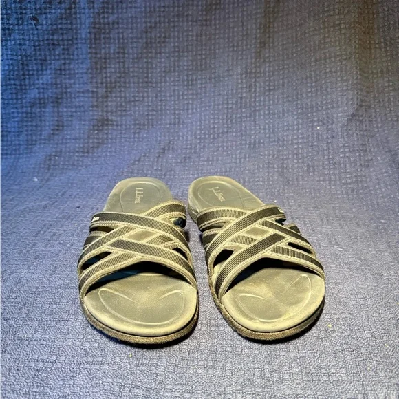 LL Bean Boothbay Waterproof Black Slide Slip On Sandals - Picture 1 of 6